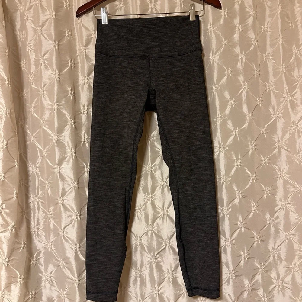 Lululemon Wunder Under Hi-Rise 7/8 Tight Heathered Black Gray Leggings Luxtreme